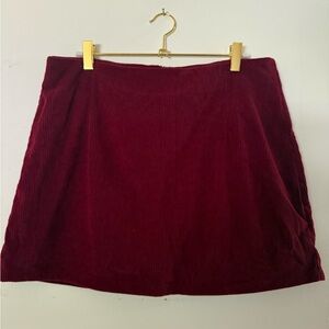 Halara Corduroy A-Line Mini Skirt - Burgundy with built in shorts